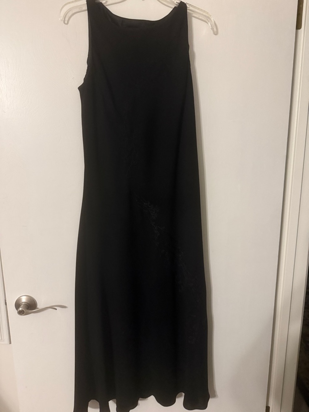 Classic Black Sleeveless Midi Dress with black beading